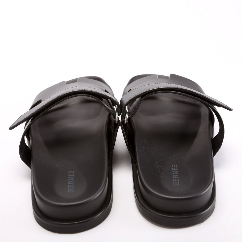 Chypre Leather Sandals Size 39.5 Black
