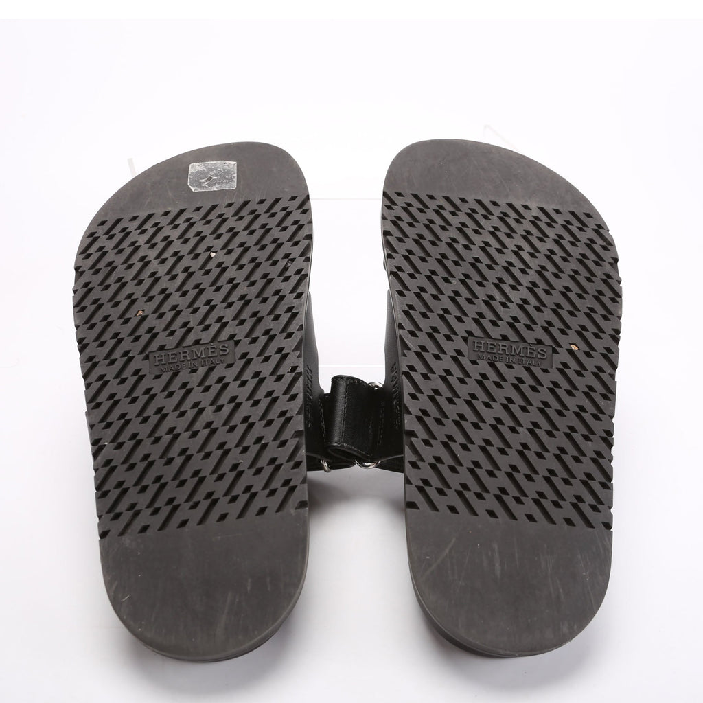 Chypre Leather Sandals Size 39.5 Black