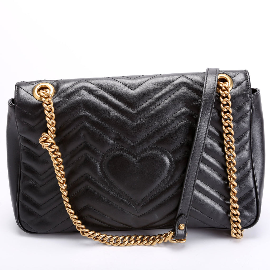 443496 Marmont Leather Shoulder Medium Black