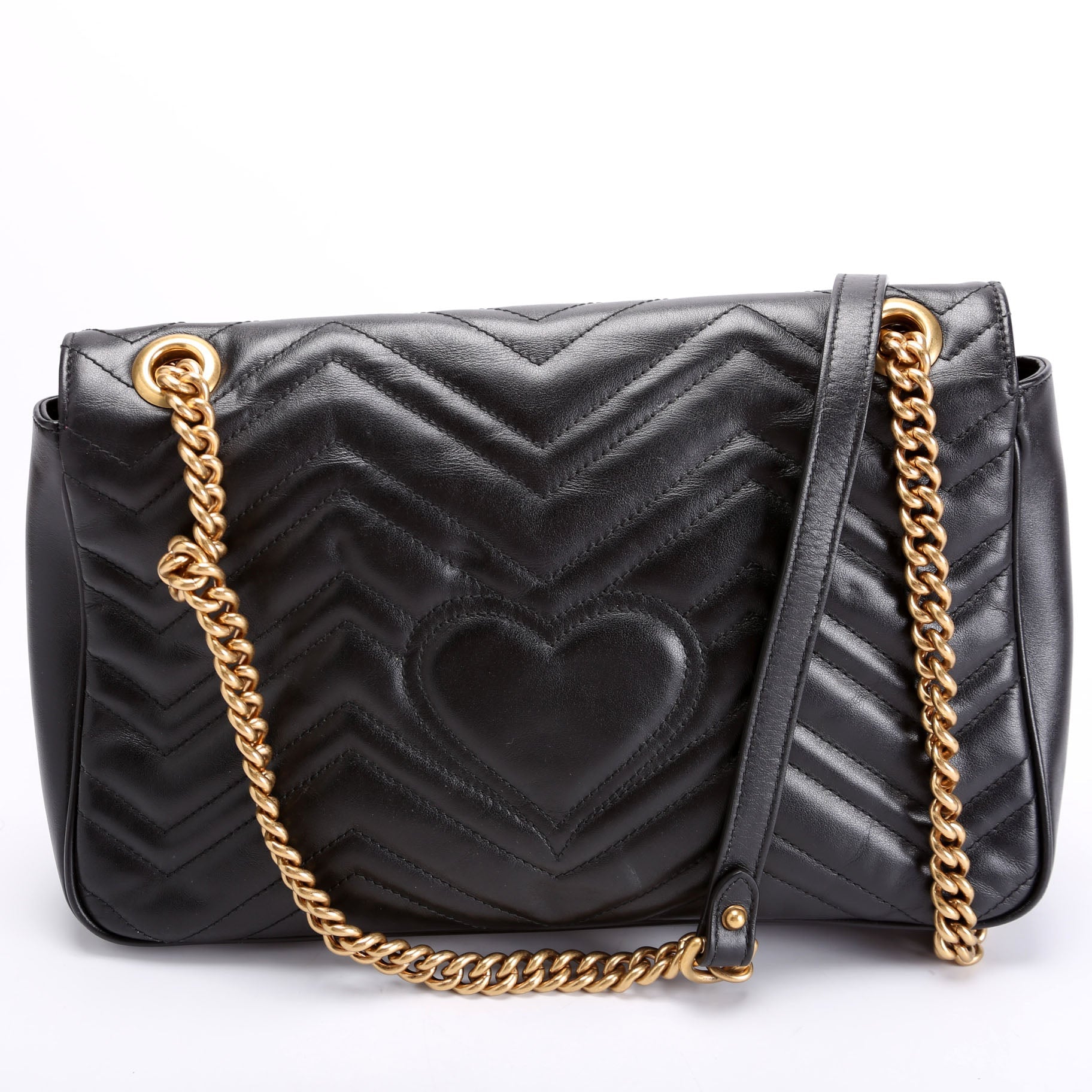 443496 Marmont Leather Shoulder Medium Black