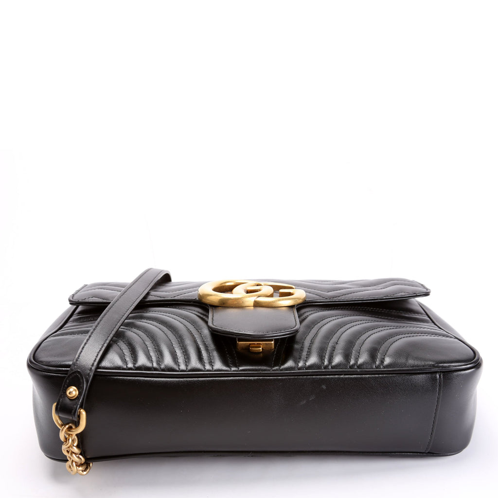 443496 Marmont Leather Shoulder Medium Black