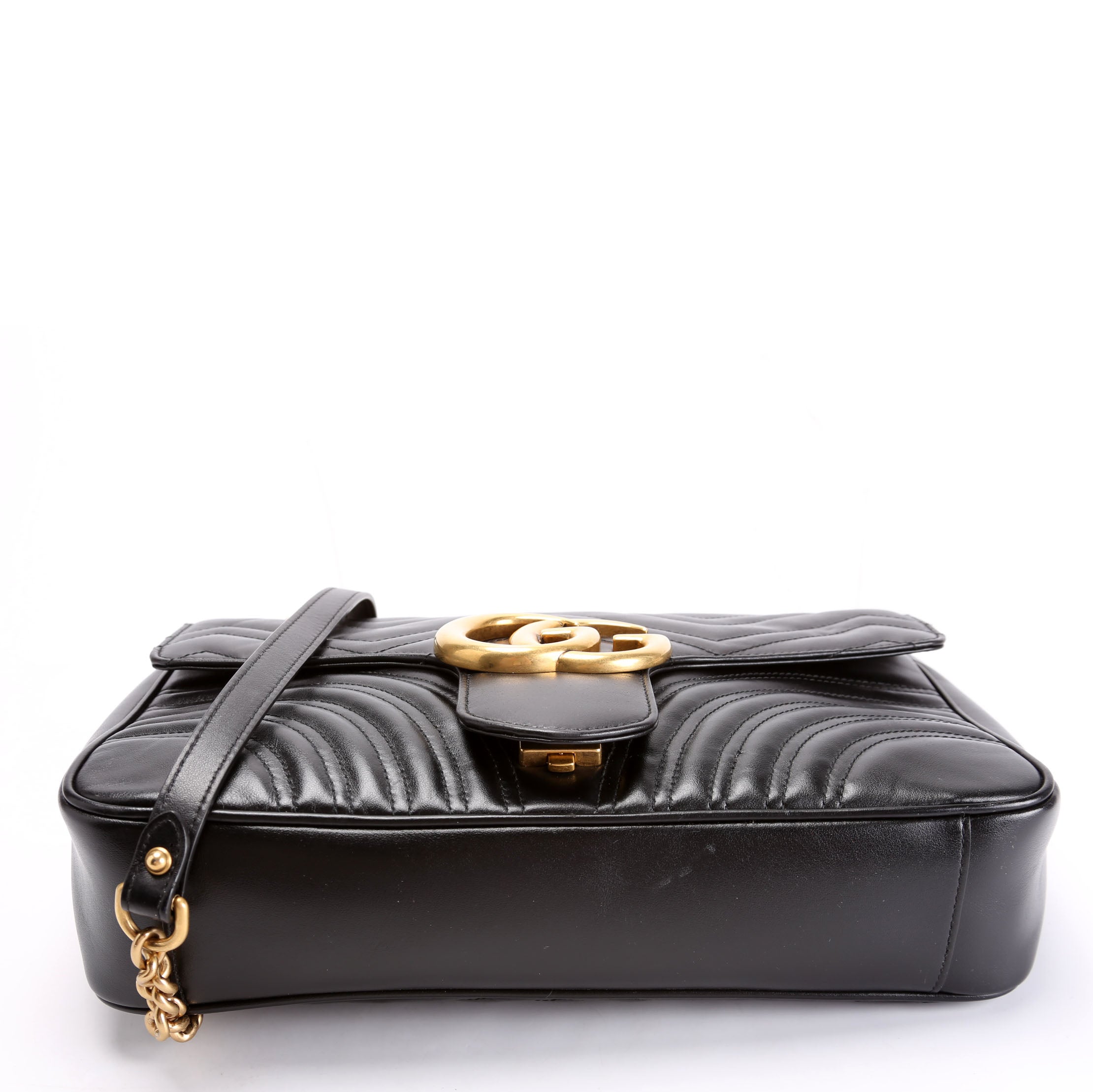443496 Marmont Leather Shoulder Medium Black