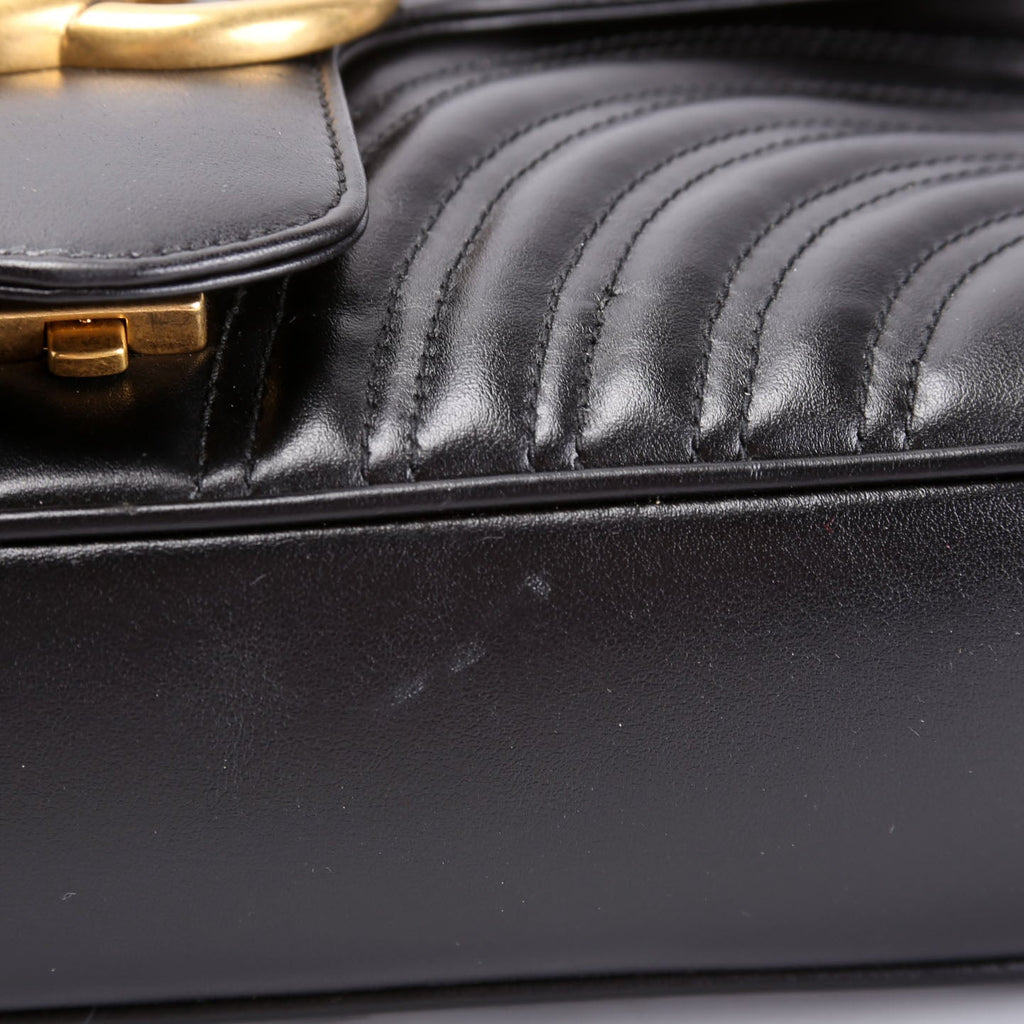 443496 Marmont Leather Shoulder Medium Black