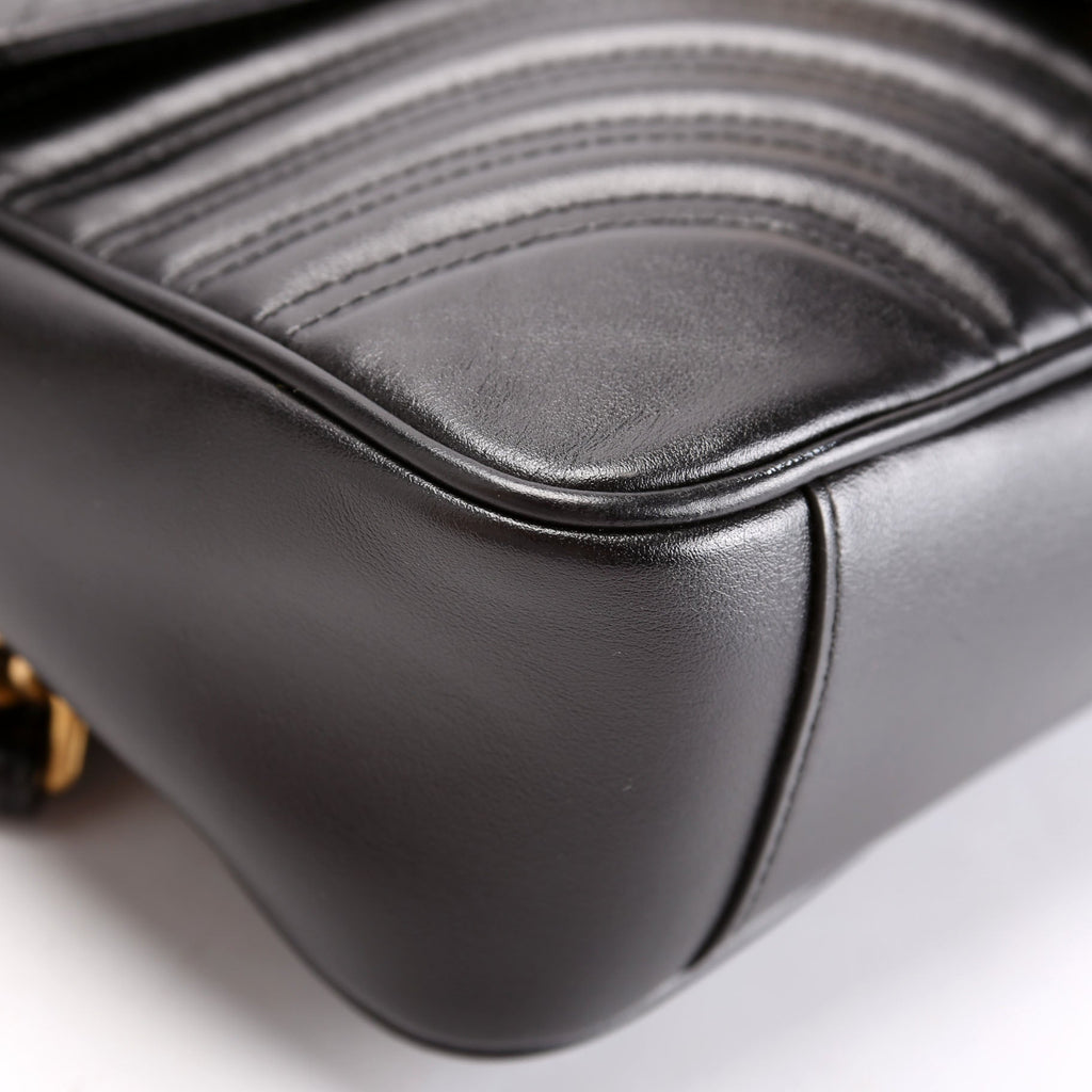 443496 Marmont Leather Shoulder Medium Black