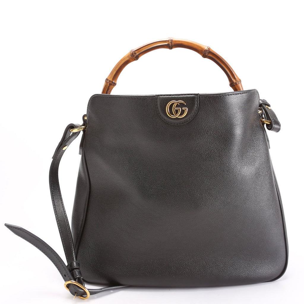 746124 Diana Bamboo Shoulder Bag Medium Black