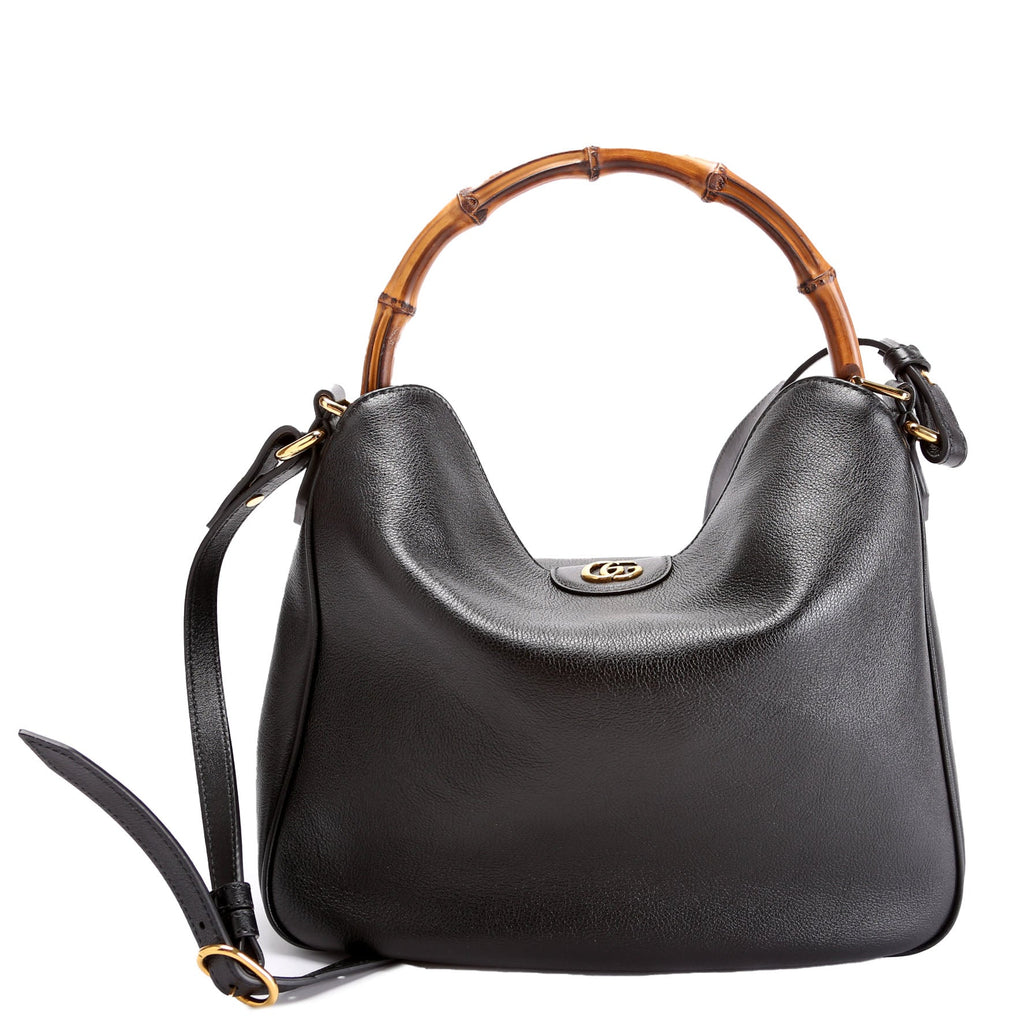 746124 Diana Bamboo Shoulder Bag Medium Black