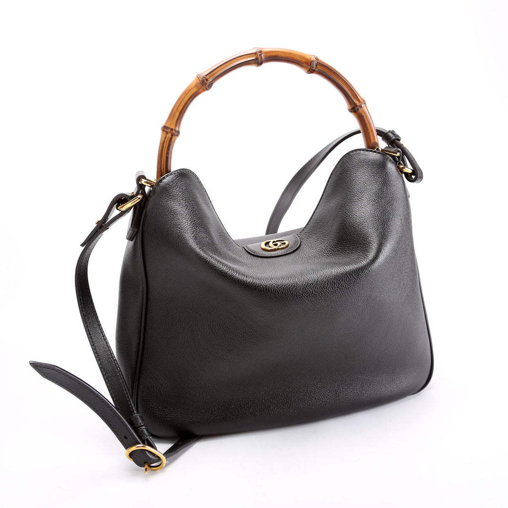 746124 Diana Bamboo Shoulder Bag Medium Black