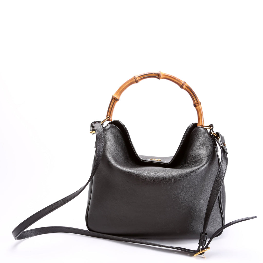 746124 Diana Bamboo Shoulder Bag Medium Black