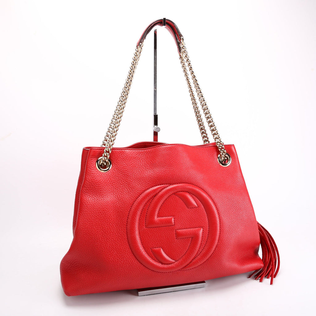 308982 Soho Leather Shoulder Medium Red