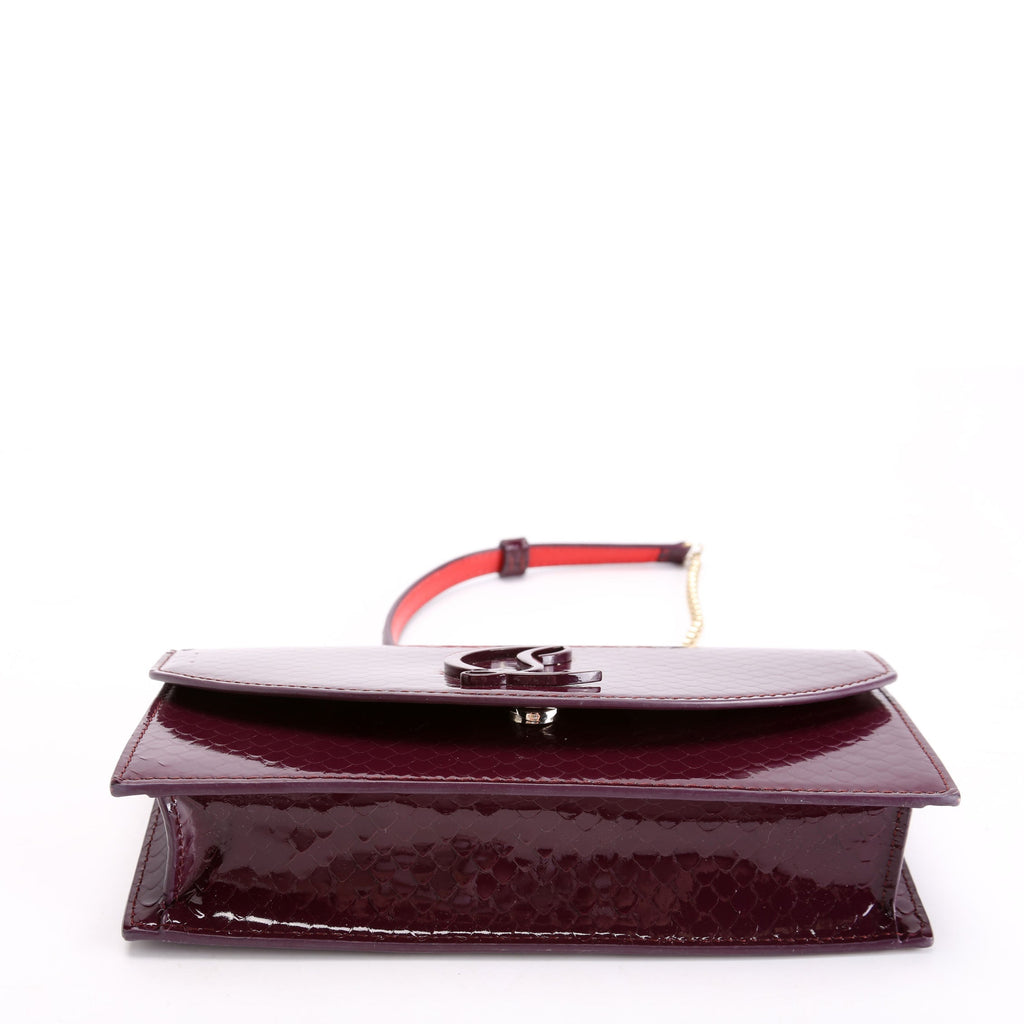 Loubi54 Wallet On Chain Snakeskin Embossed Patent Purple