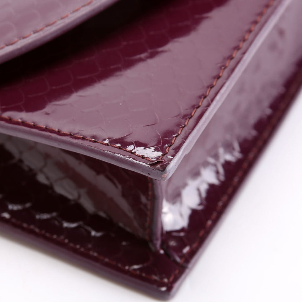Loubi54 Wallet On Chain Snakeskin Embossed Patent Purple