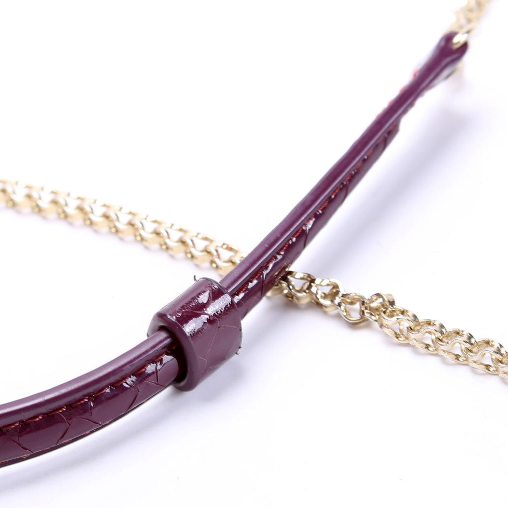 Loubi54 Wallet On Chain Snakeskin Embossed Patent Purple
