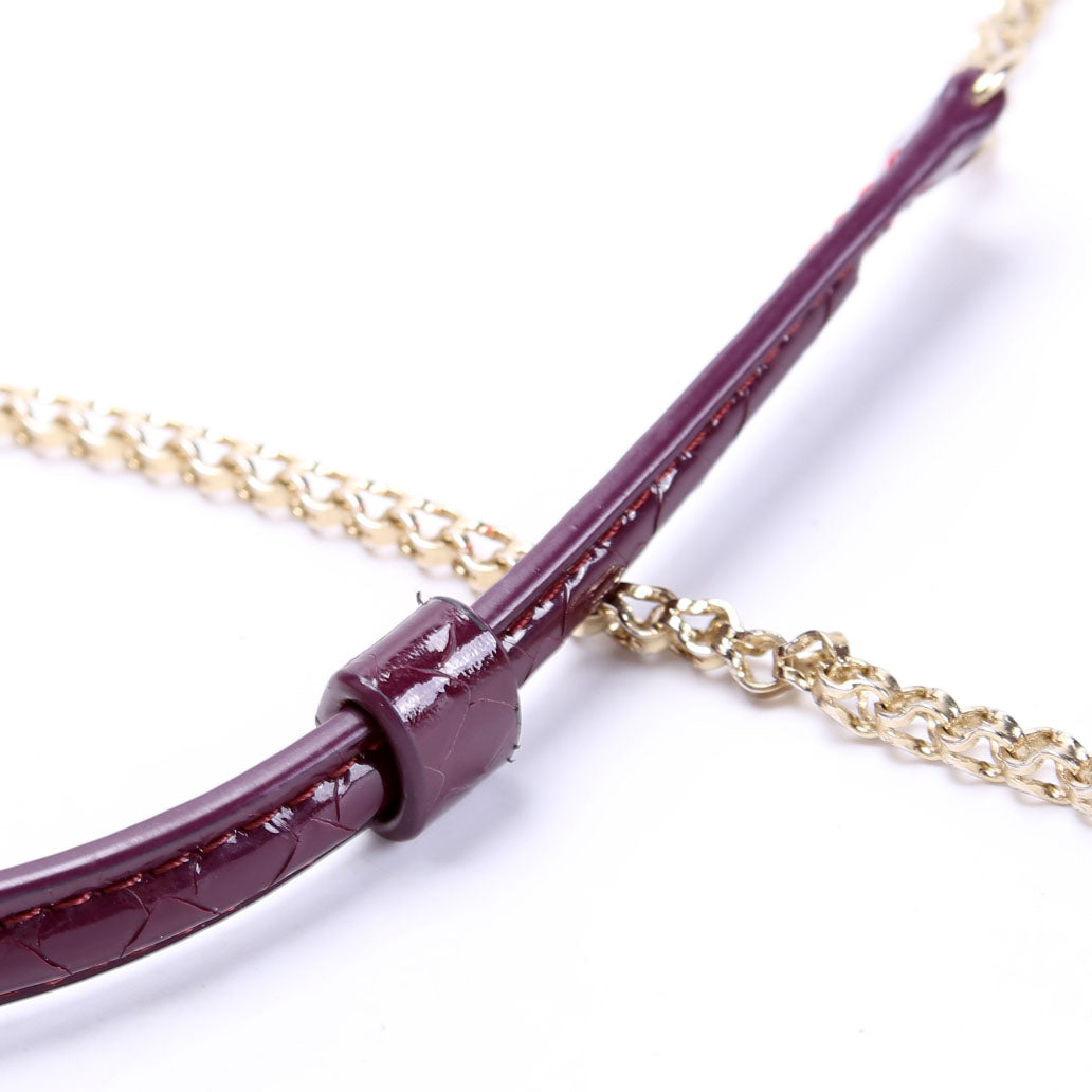 Loubi54 Wallet On Chain Snakeskin Embossed Patent Purple