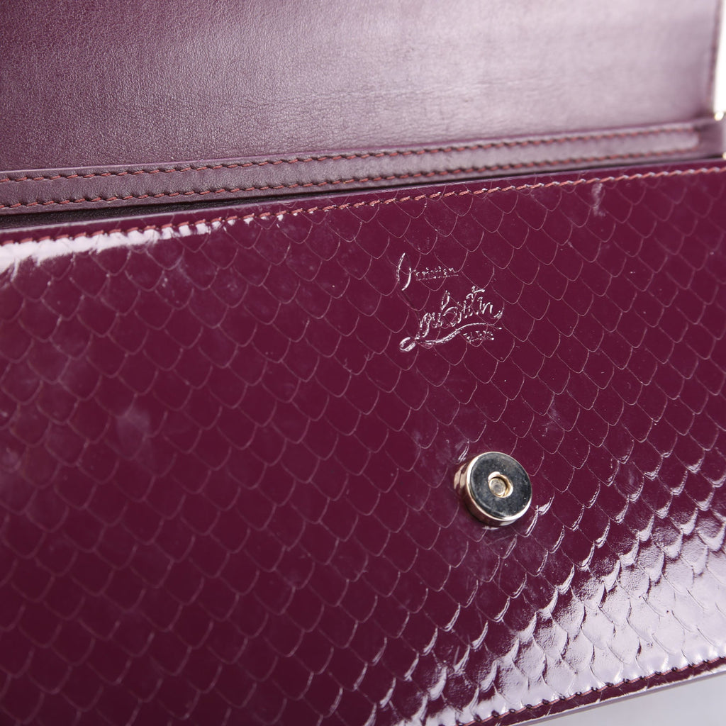 Loubi54 Wallet On Chain Snakeskin Embossed Patent Purple