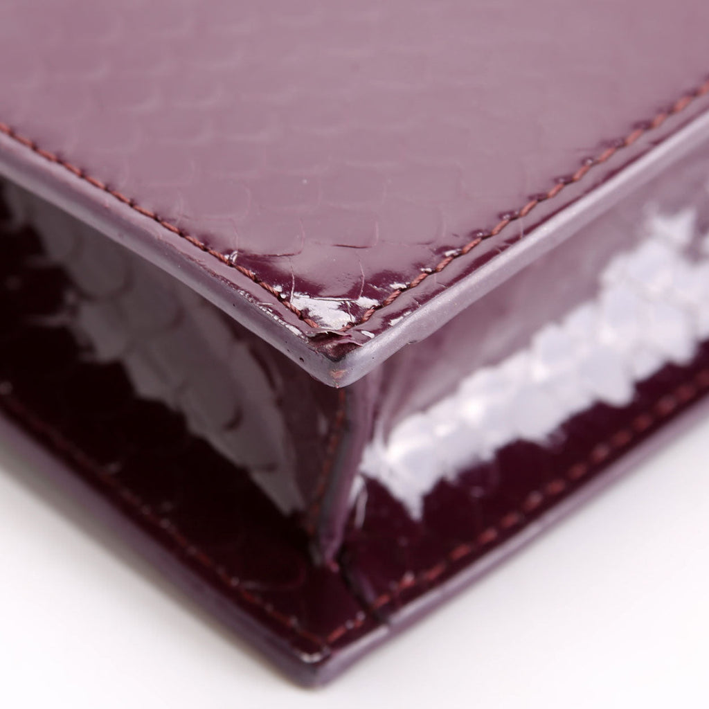 Loubi54 Wallet On Chain Snakeskin Embossed Patent Purple