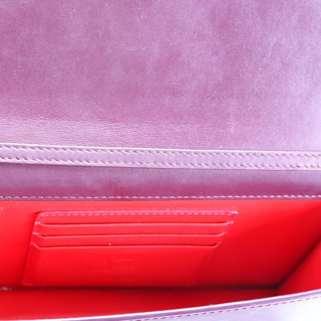 Loubi54 Wallet On Chain Snakeskin Embossed Patent Purple