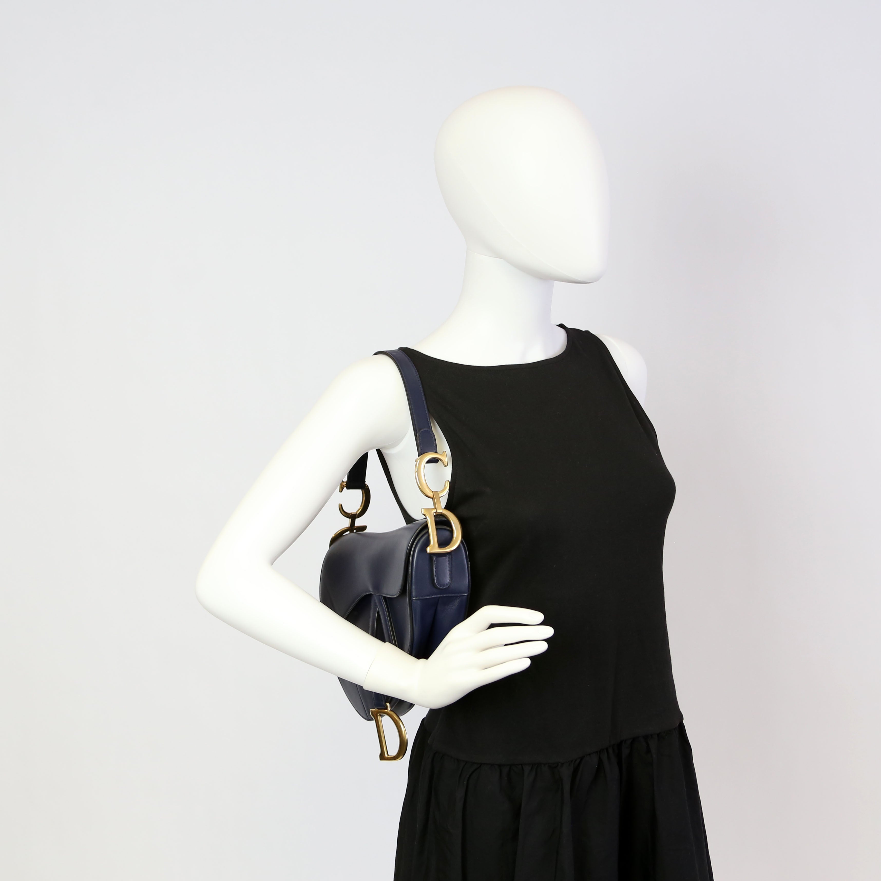 Dior Saddle Bag Leather Navy Blue