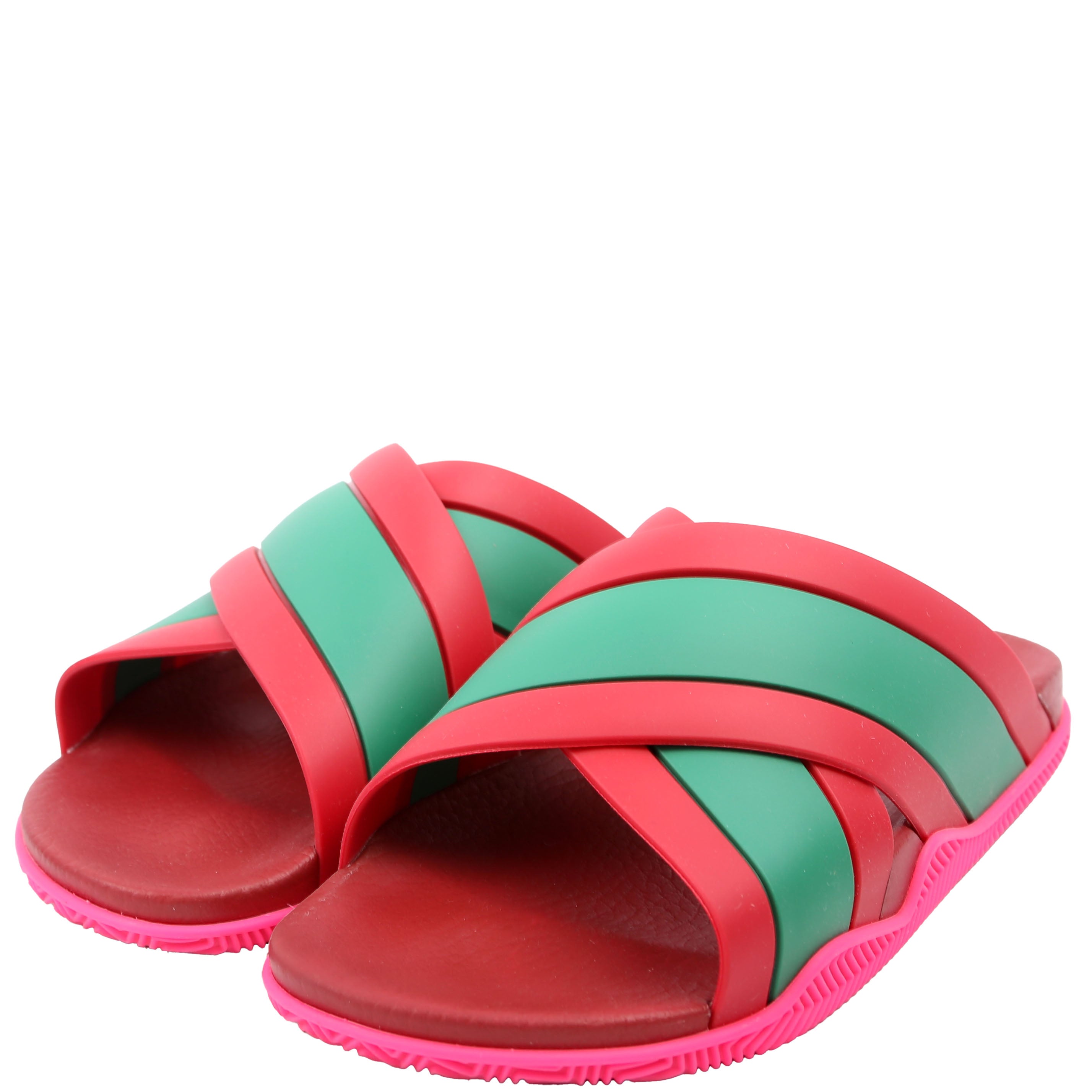 Gucci Criss Cross Rubber Slides Size 39 Red/Green