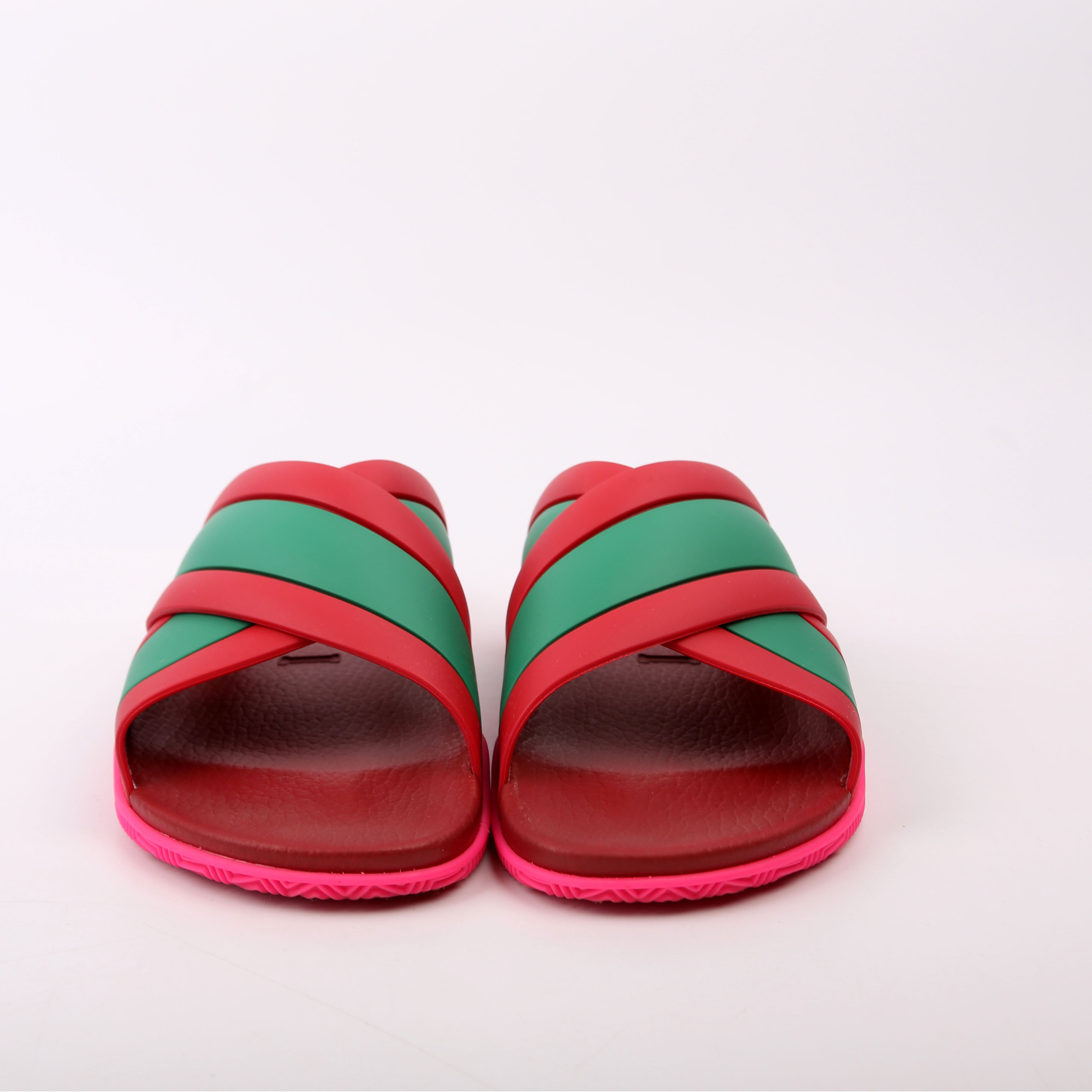 Gucci Criss Cross Rubber Slides Size 39 Red/Green