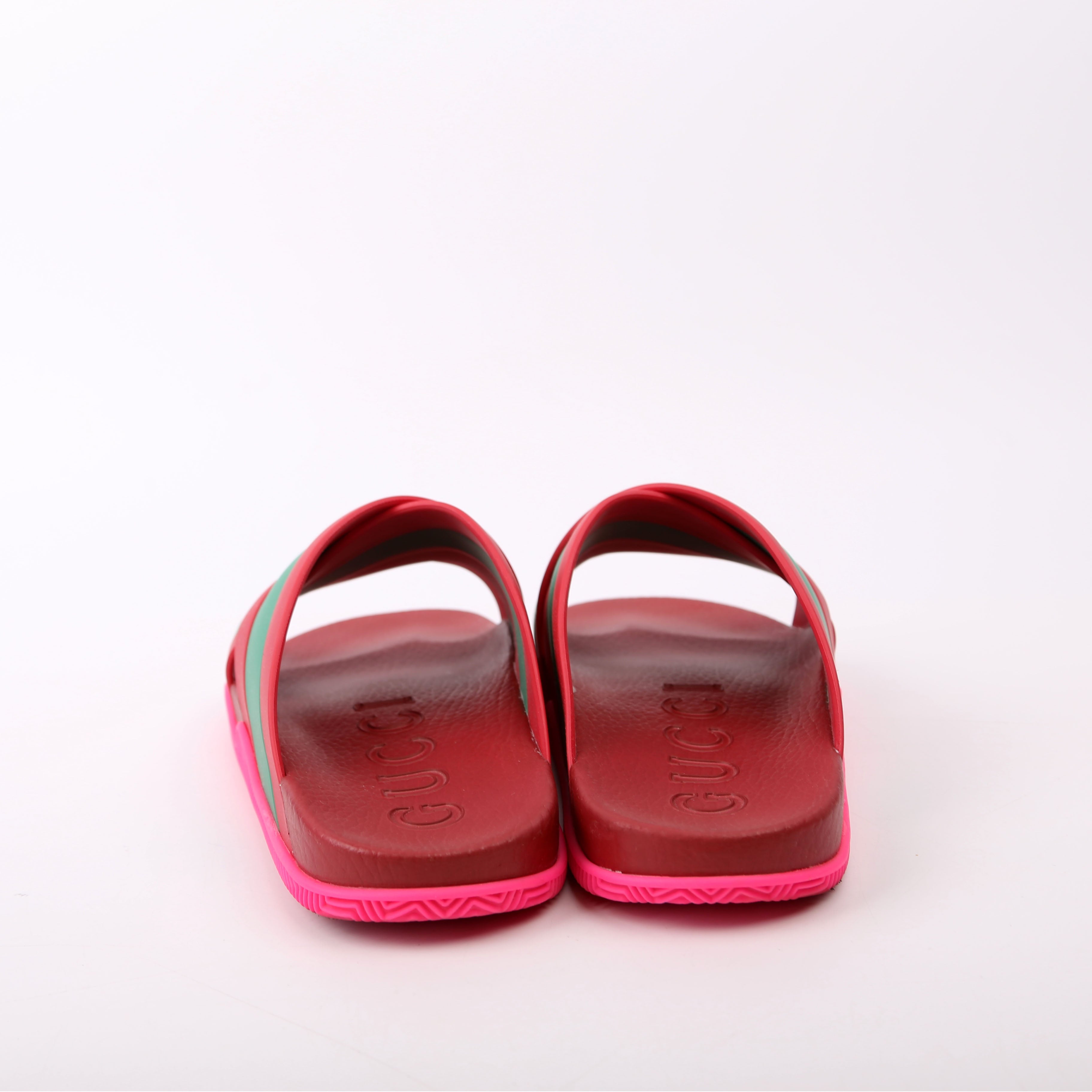 Gucci Criss Cross Rubber Slides Size 39 Red/Green