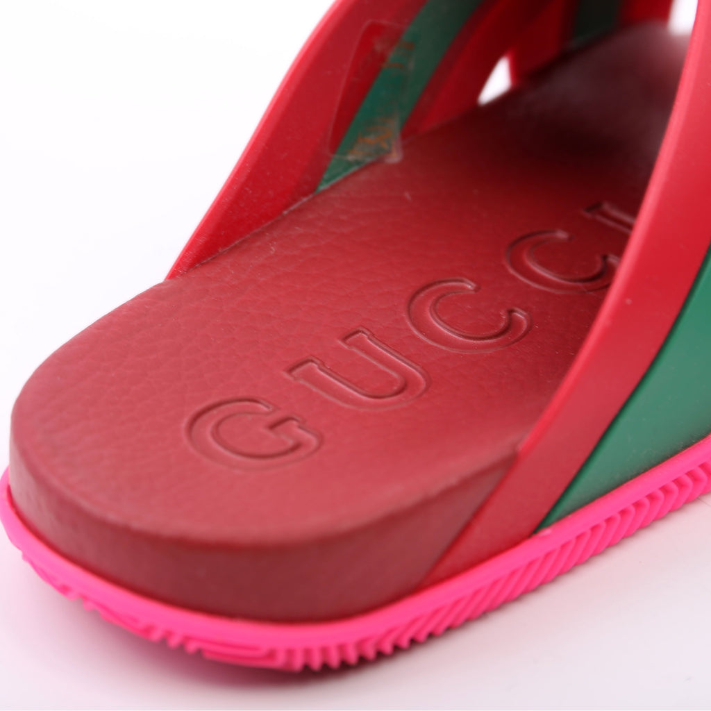 Gucci Criss Cross Rubber Slides Size 39 Red/Green
