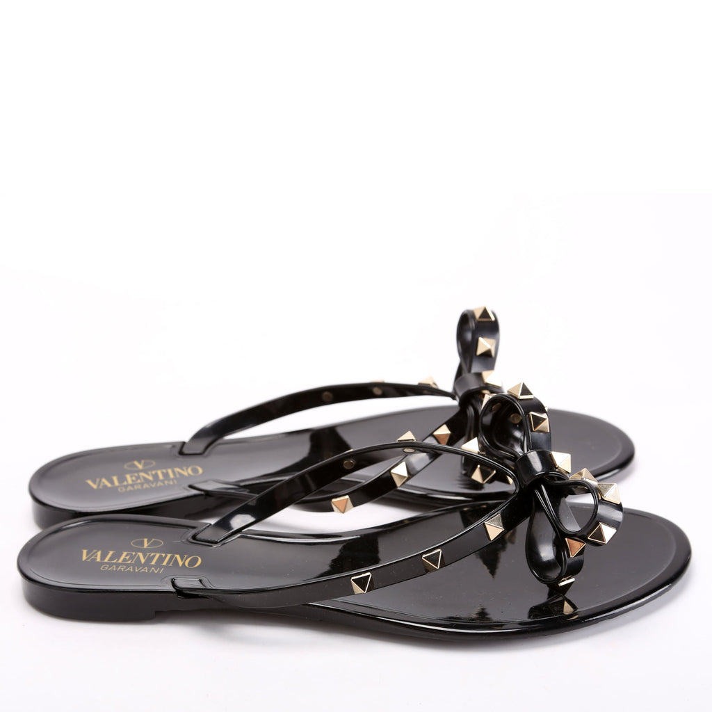 Rockstud Jelly Flip Flops Size 40 Black