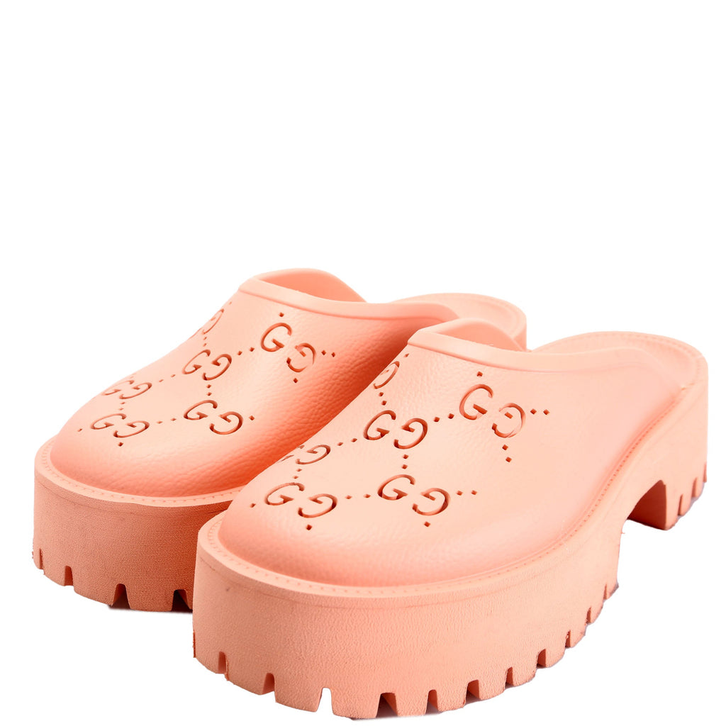 GG Rubber Lug Sole Platform Sandals Size 42 Pink
