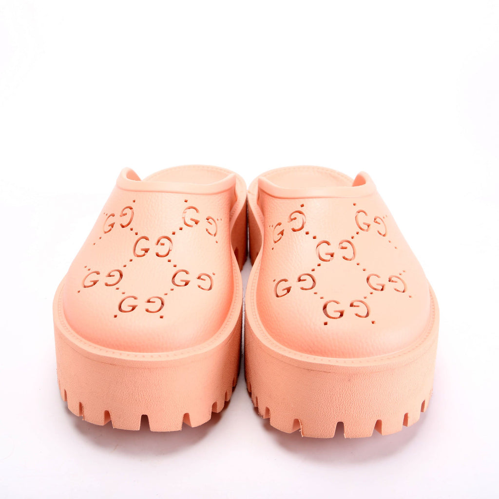 GG Rubber Lug Sole Platform Sandals Size 42 Pink
