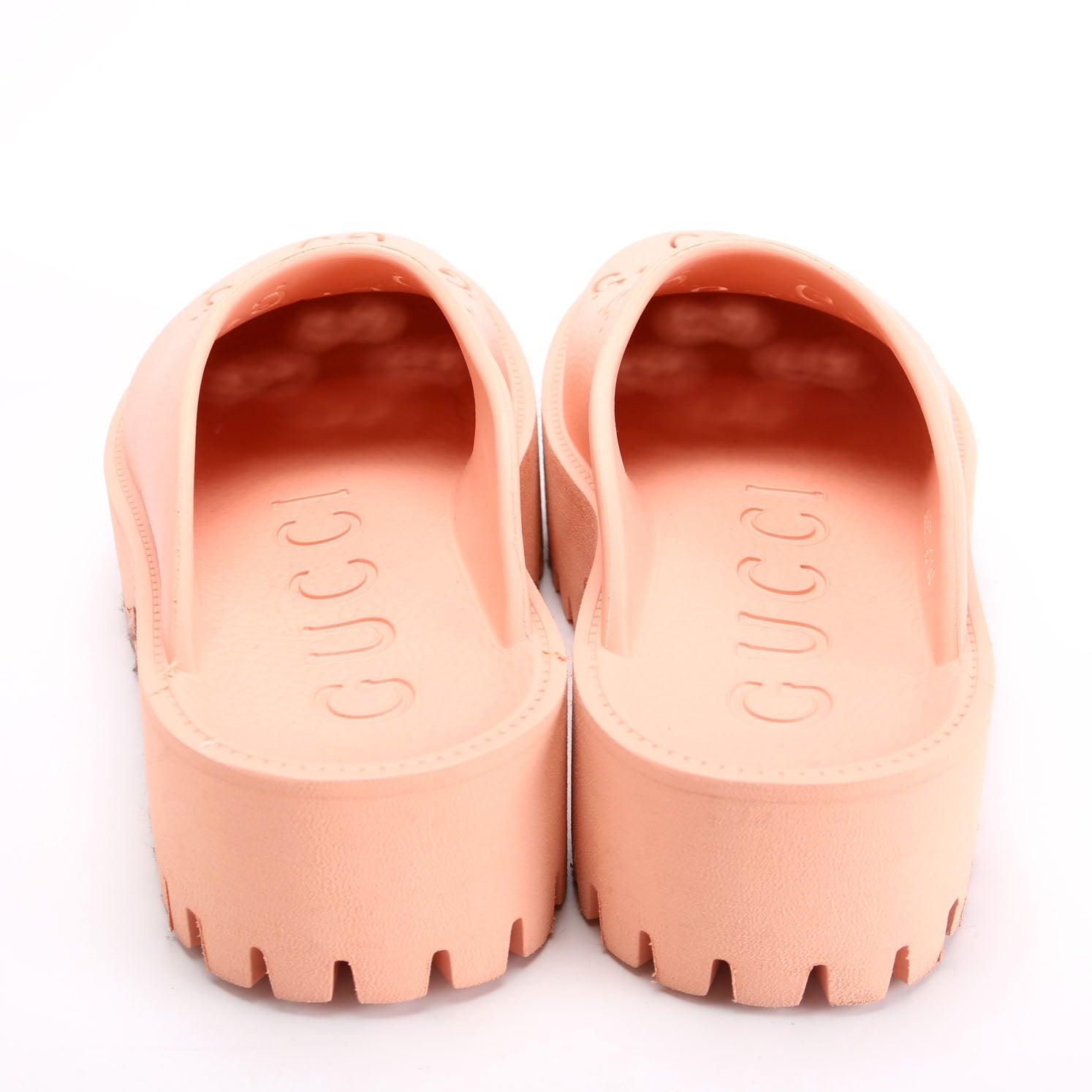 GG Rubber Lug Sole Platform Sandals Size 42 Pink