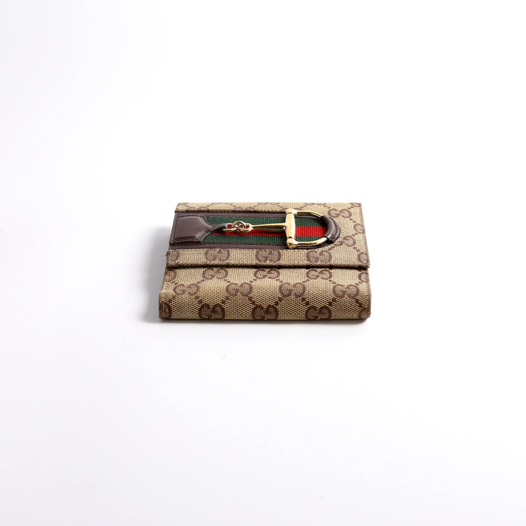 138029 GG Web Horsebit Compact Wallet