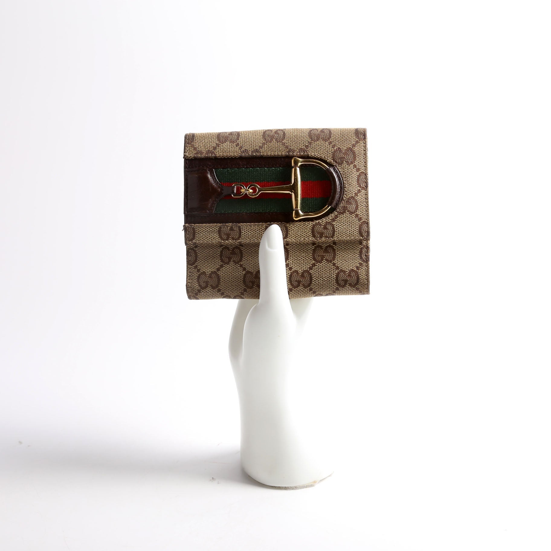 138029 GG Web Horsebit Compact Wallet