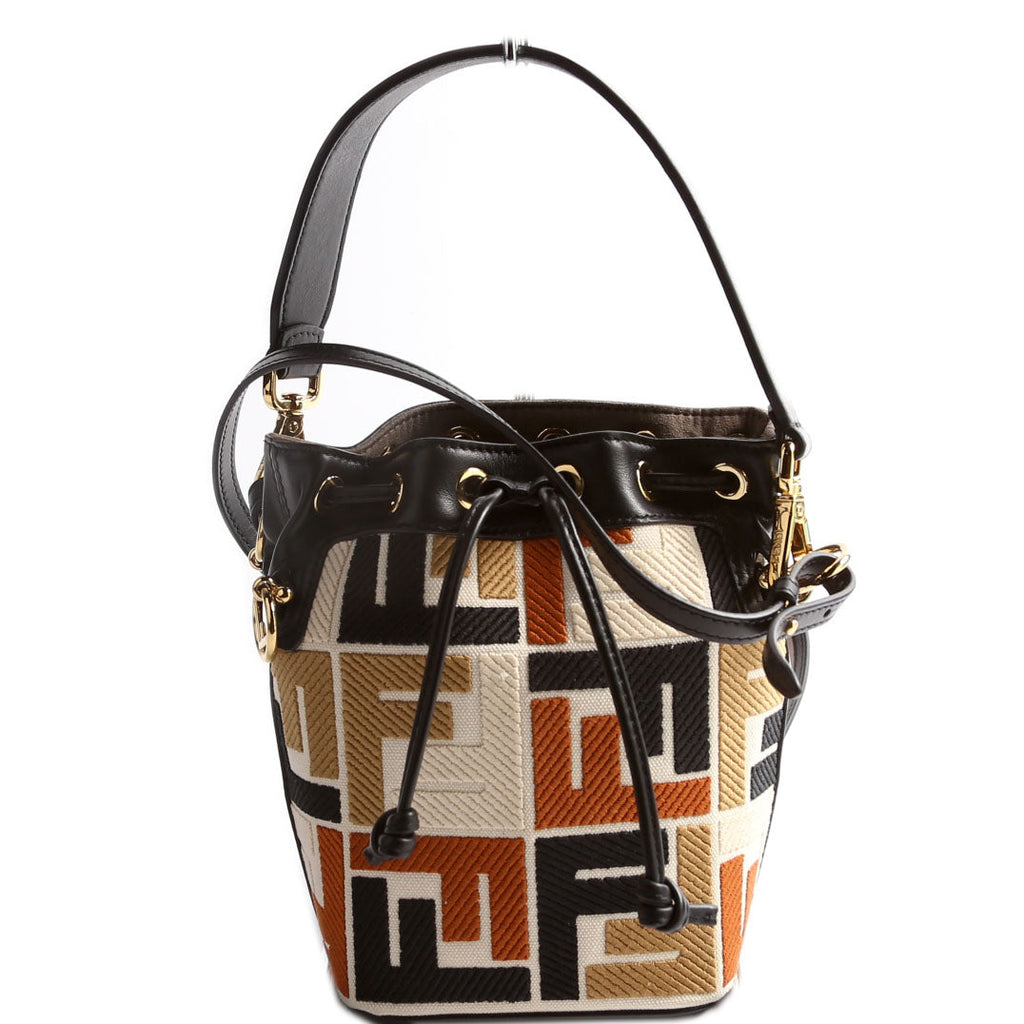 8BS010 Mon Tresor Mini Bucket Leather/Canvas FF Black/Brown