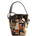 8BS010 Mon Tresor Mini Bucket Leather/Canvas FF Black/Brown