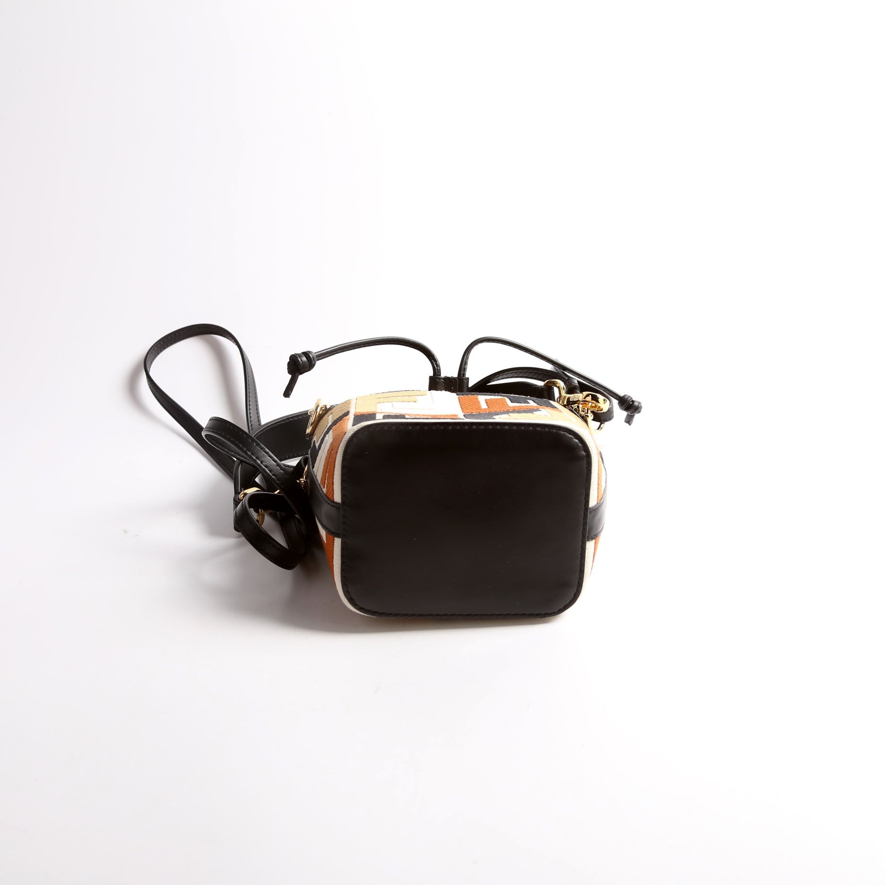 8BS010 Mon Tresor Mini Bucket Leather/Canvas FF Black/Brown