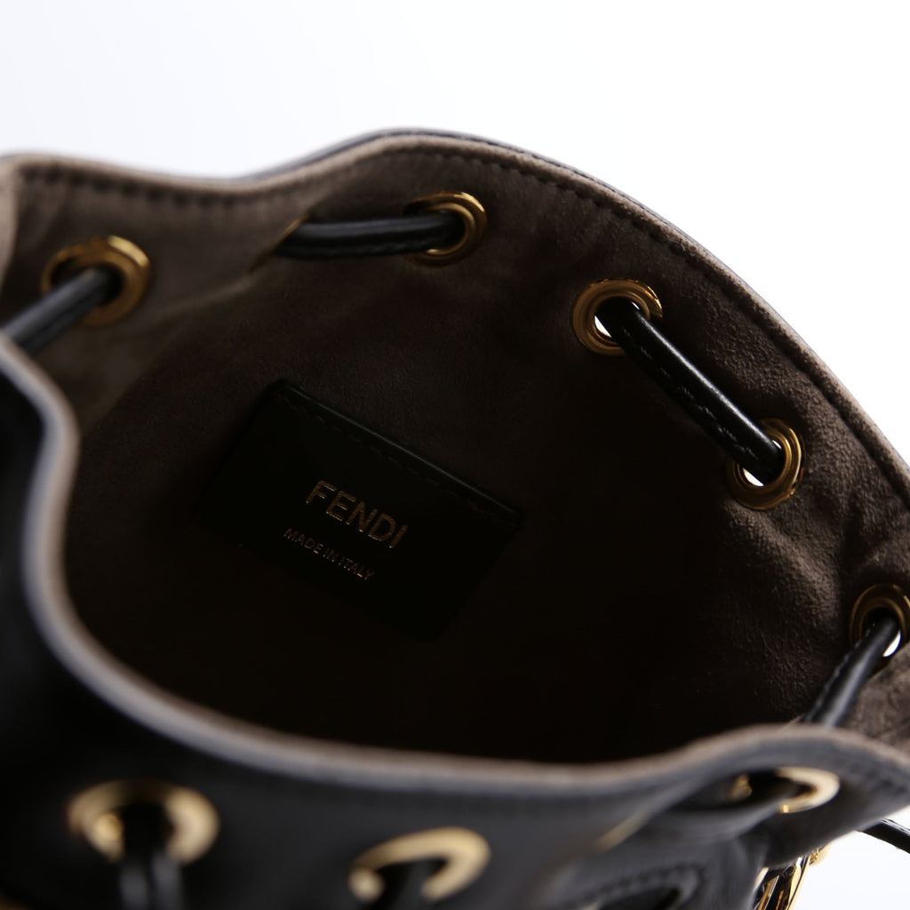 8BS010 Mon Tresor Mini Bucket Leather/Canvas FF Black/Brown