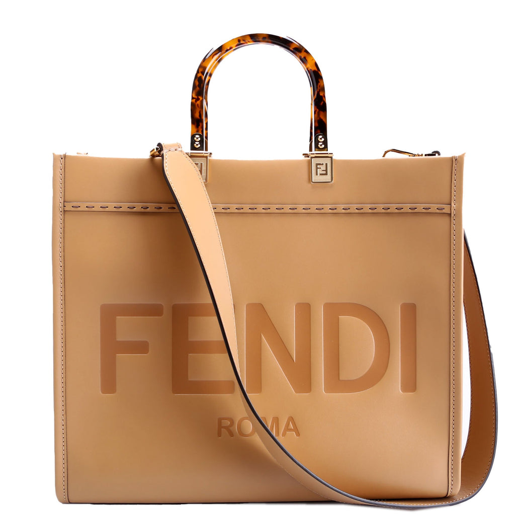 Fendi 8BH386 Sunshine Shopper Medium Leather Tan
