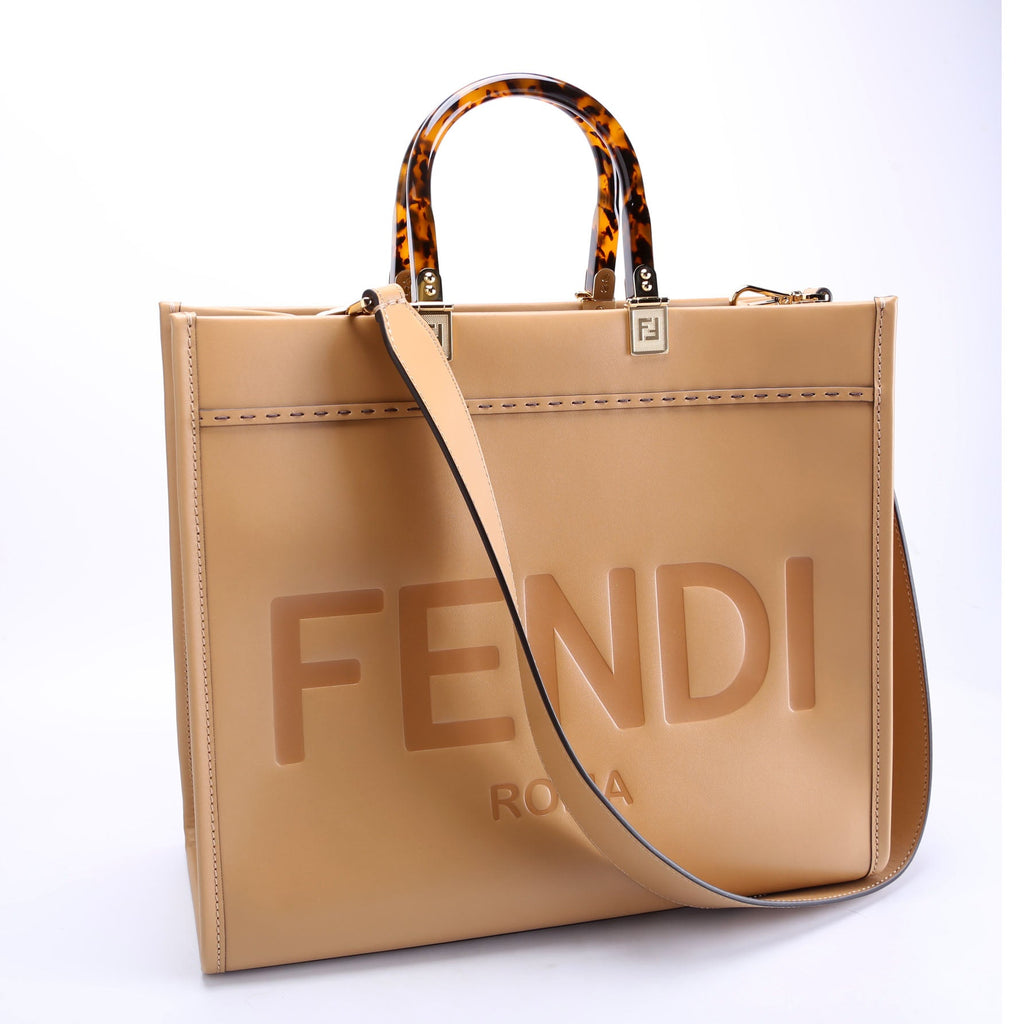 Fendi 8BH386 Sunshine Shopper Medium Leather Tan