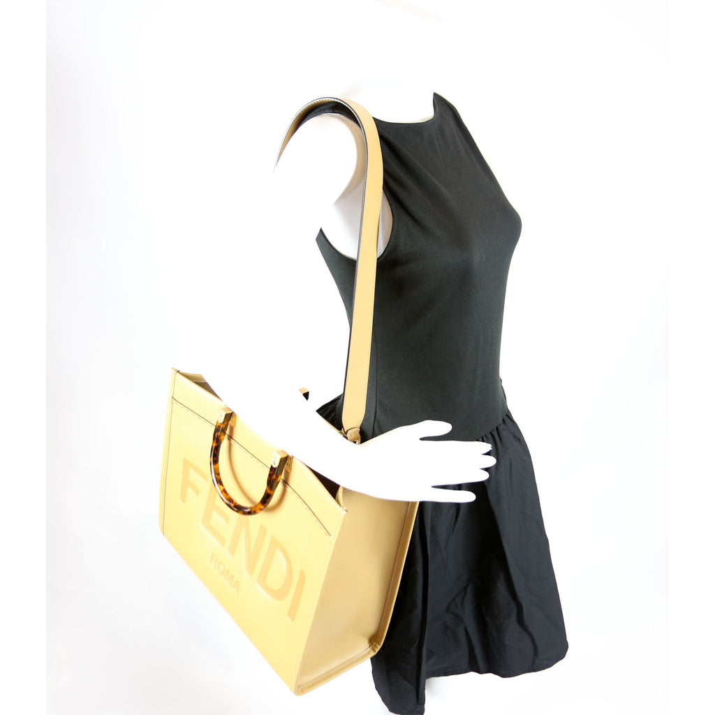 Fendi 8BH386 Sunshine Shopper Medium Leather Tan