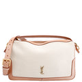 SAINT LAURENT 786156 Canvas/Leather Camera Top Handle Beige/Tan