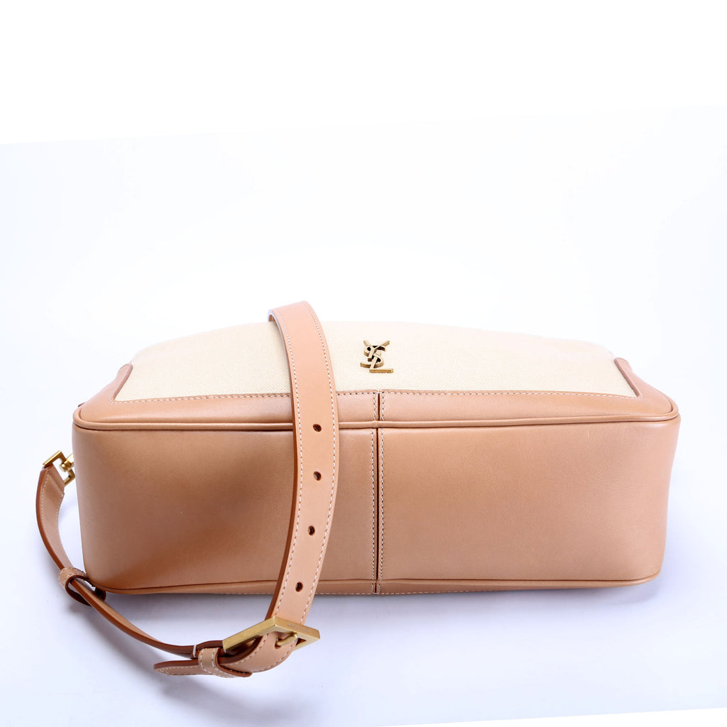 SAINT LAURENT 786156 Canvas/Leather Camera Top Handle Beige/Tan
