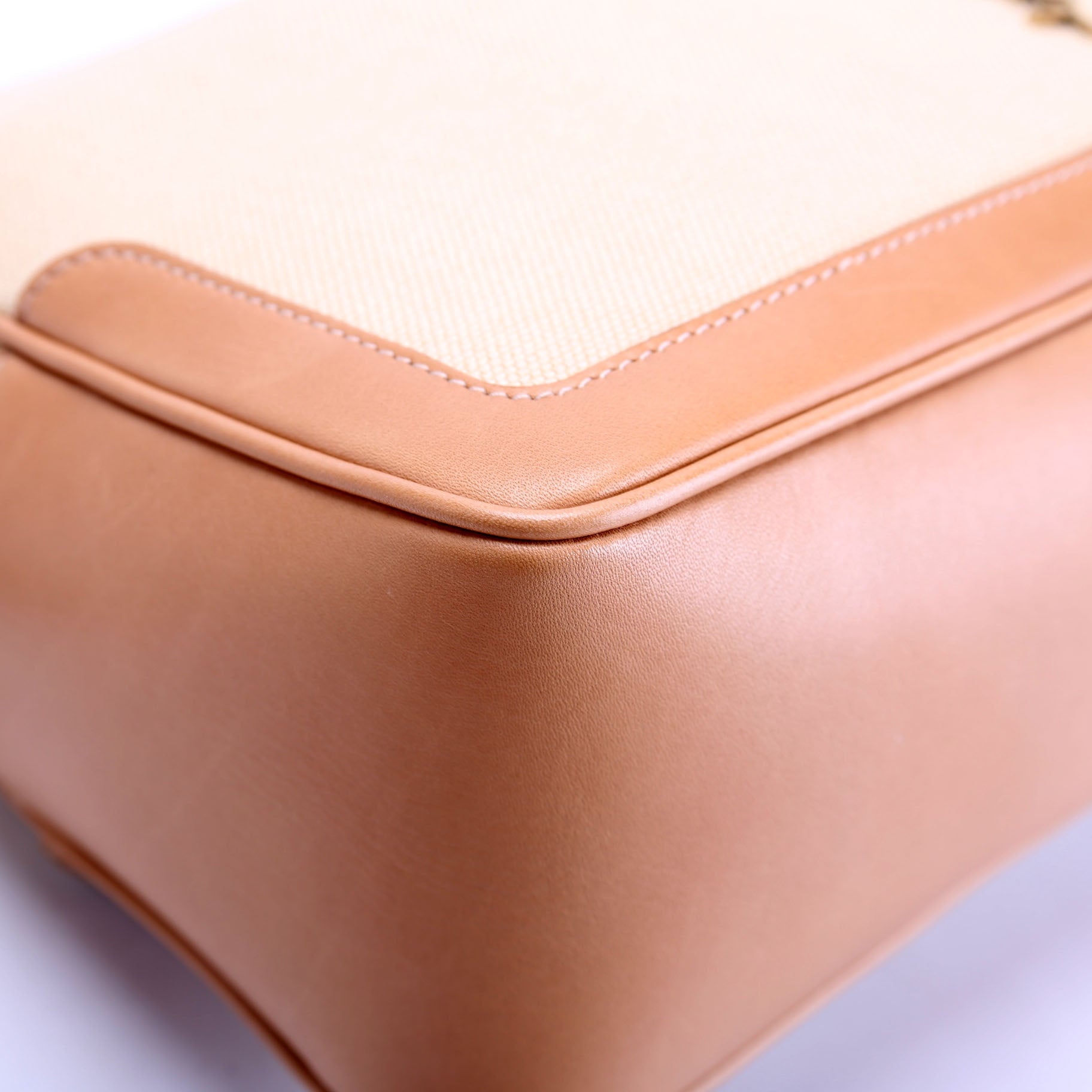 SAINT LAURENT 786156 Canvas/Leather Camera Top Handle Beige/Tan