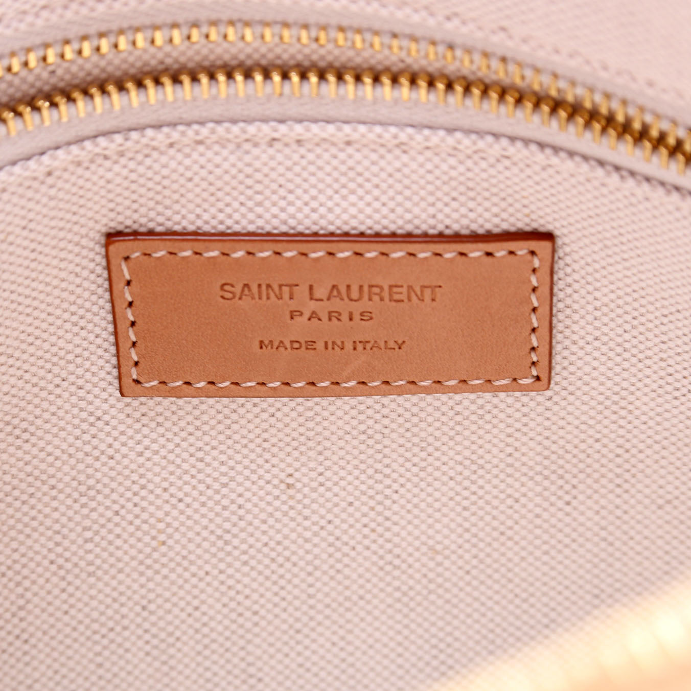 SAINT LAURENT 786156 Canvas/Leather Camera Top Handle Beige/Tan