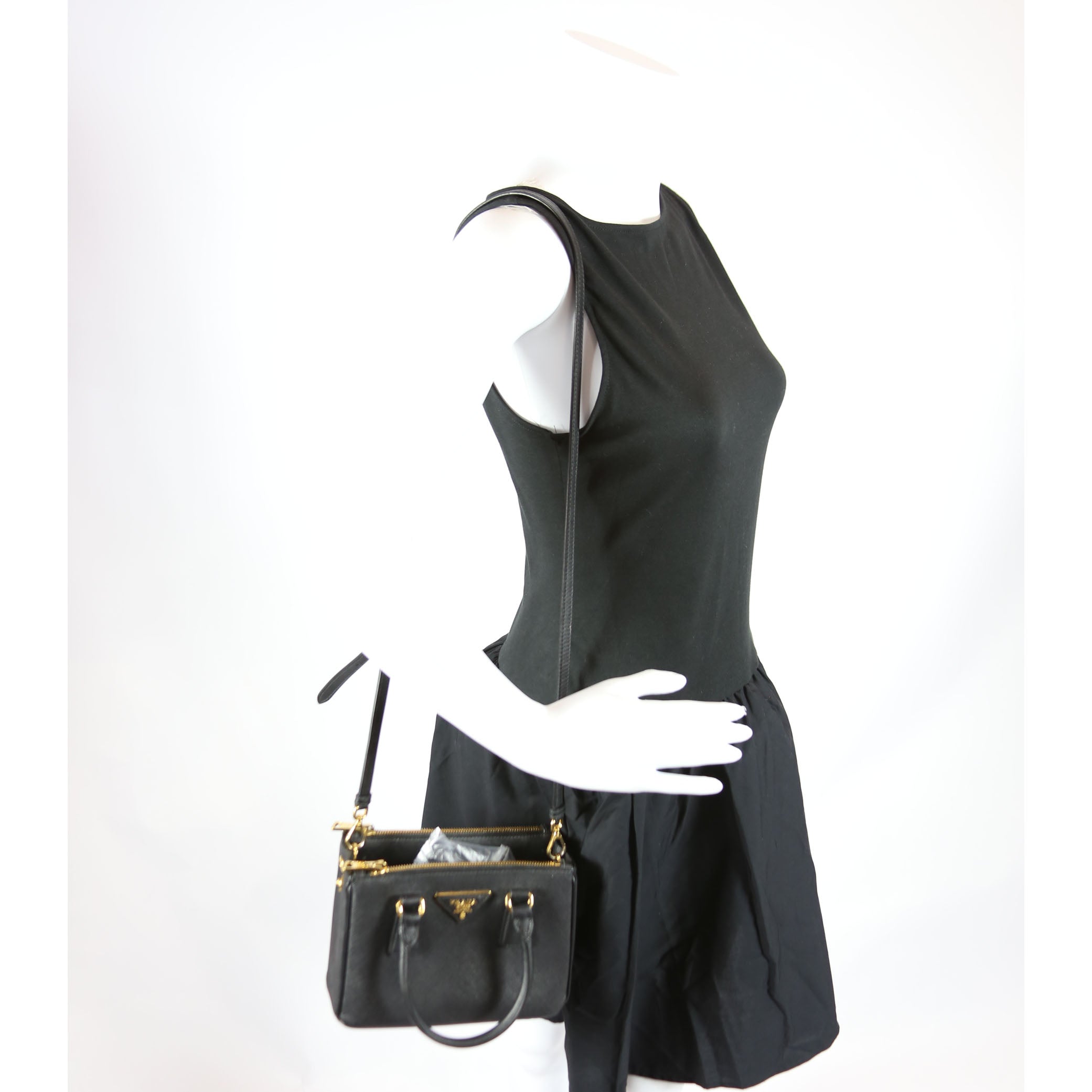 1BA906 Saffiano Lux Galleria Mini Black