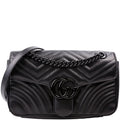 443497 Marmont Leather Monochrome Shoulder Small Flap Black