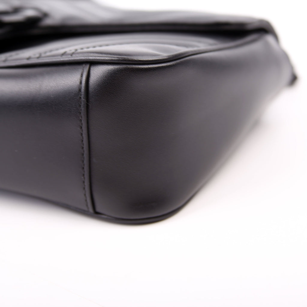 443497 Marmont Leather Monochrome Shoulder Small Flap Black