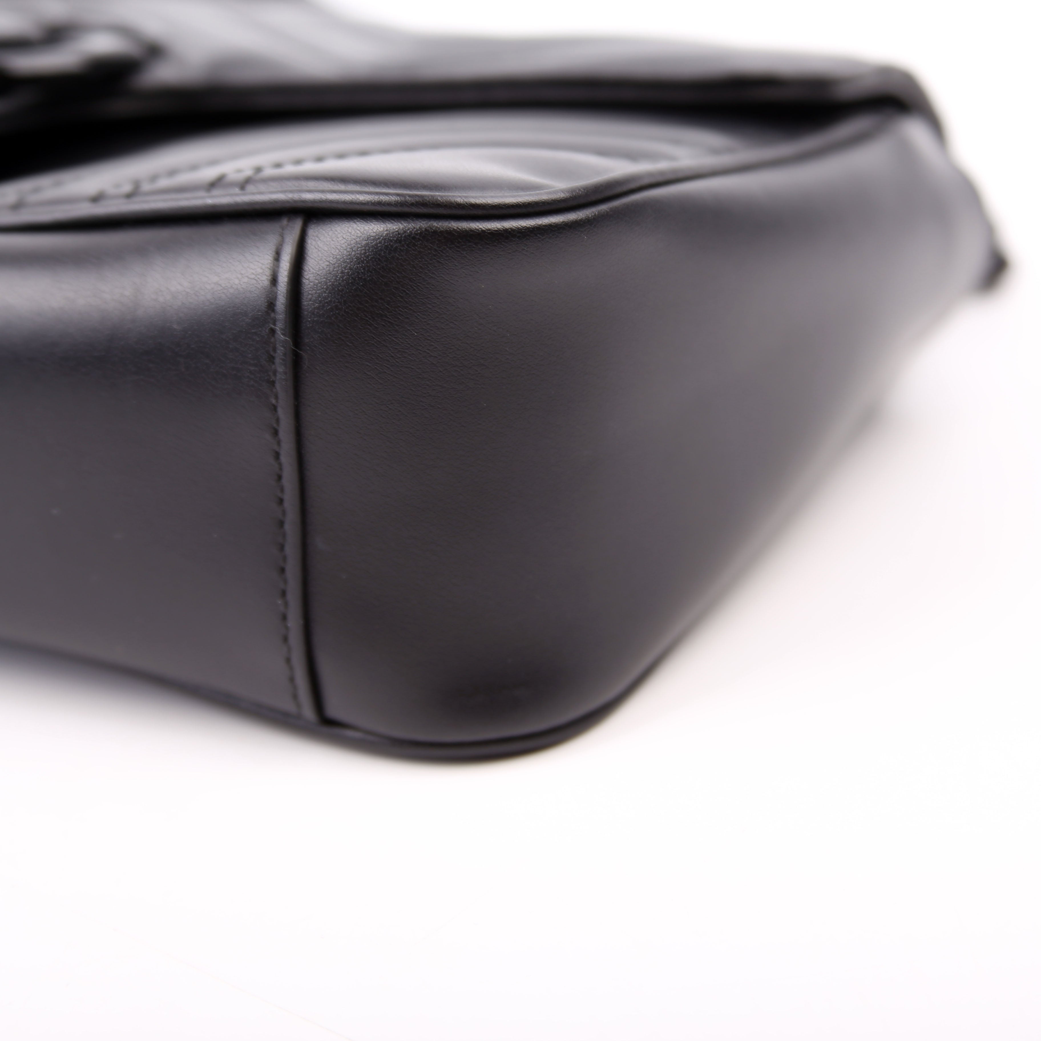 443497 Marmont Leather Monochrome Shoulder Small Flap Black