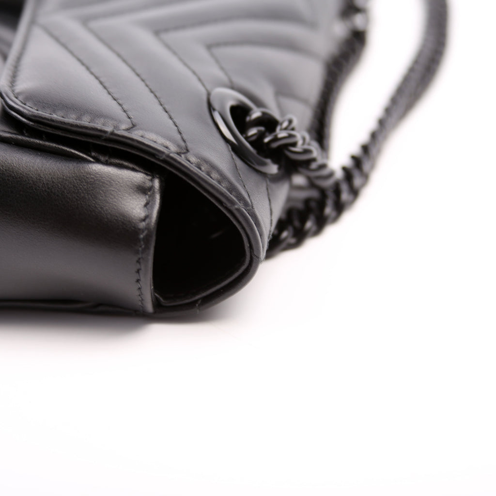 443497 Marmont Leather Monochrome Shoulder Small Flap Black