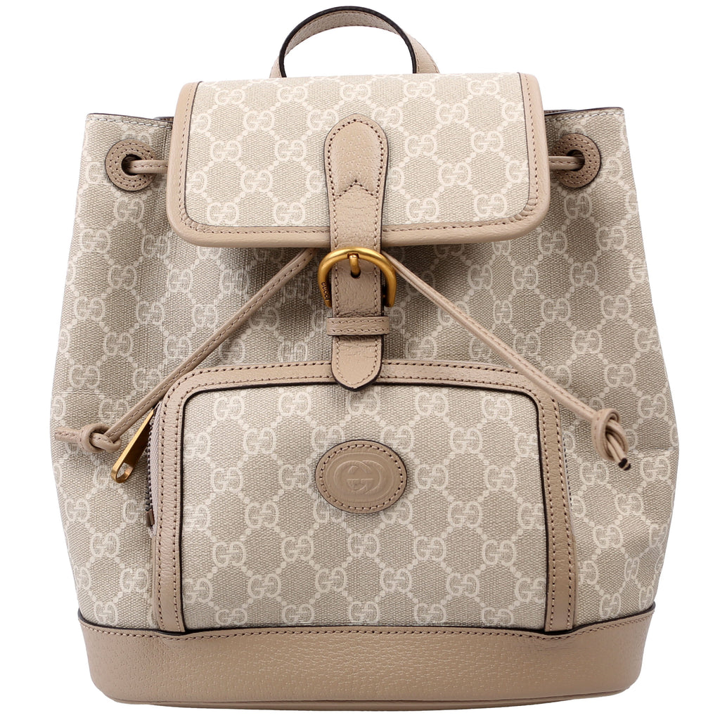 674147 GG Supreme Buckle Backpack Beige