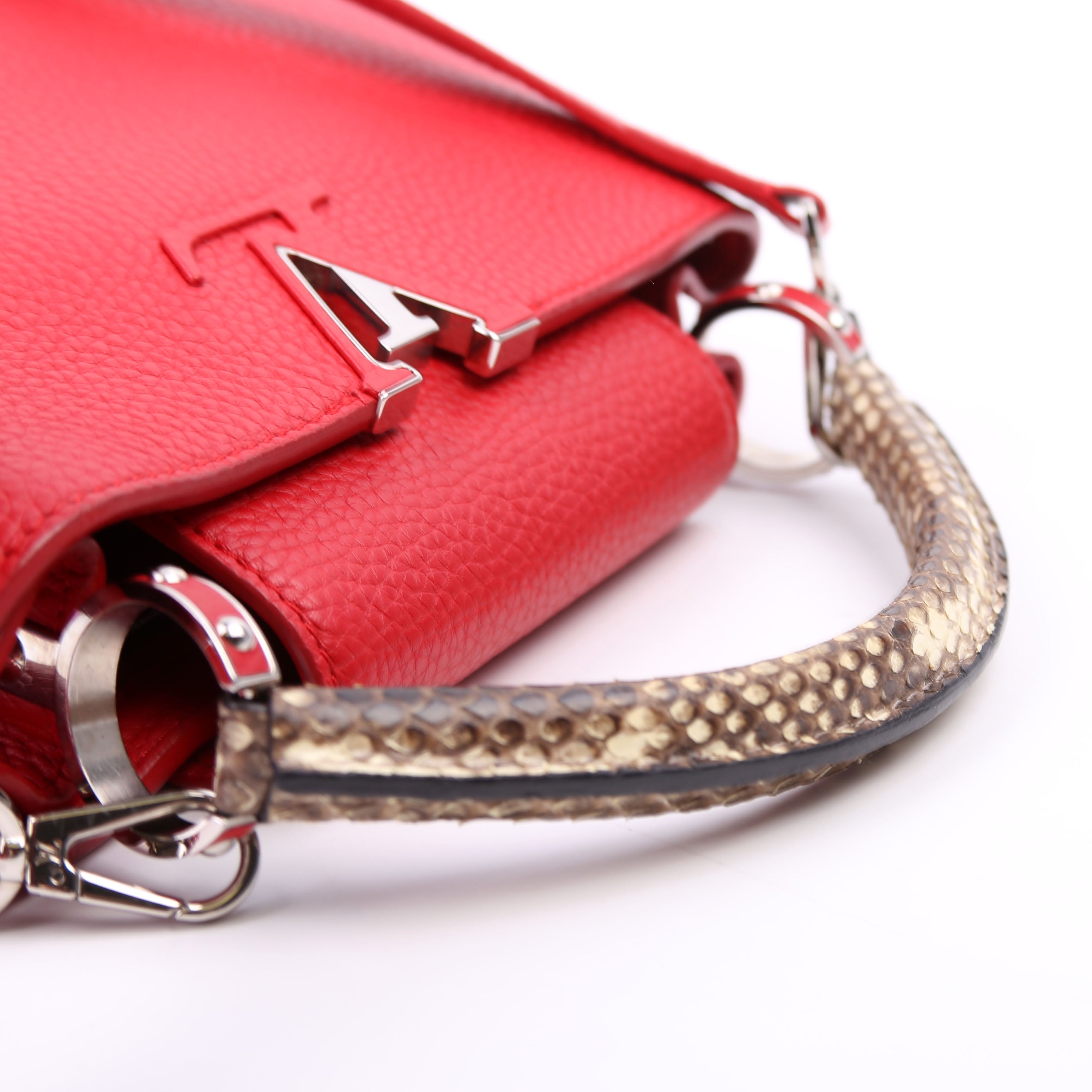 Capucines BB Taurillon Python Red