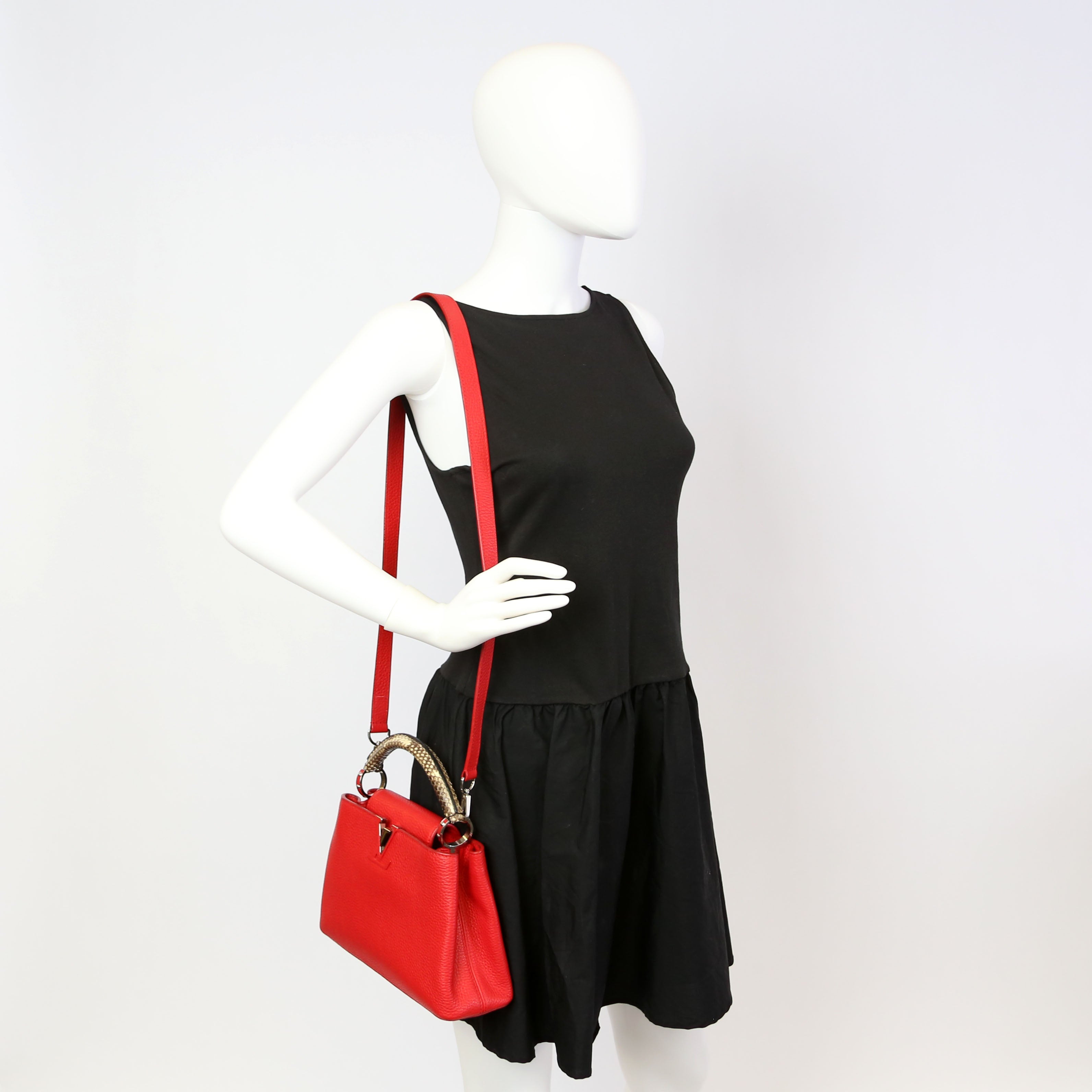 Capucines BB Taurillon Python Red